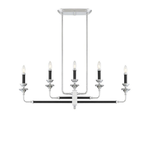 Savoy House Davidson 5 Light Linear Chandelier, Black & Chrome - 1-9851-5-67