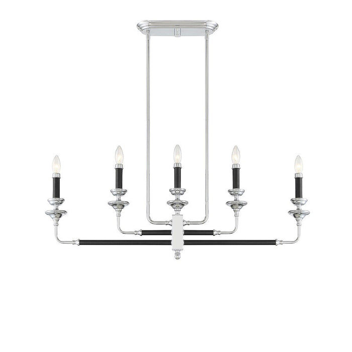 Savoy House Davidson 5 Light Linear Chandelier, Black & Chrome - 1-9851-5-67