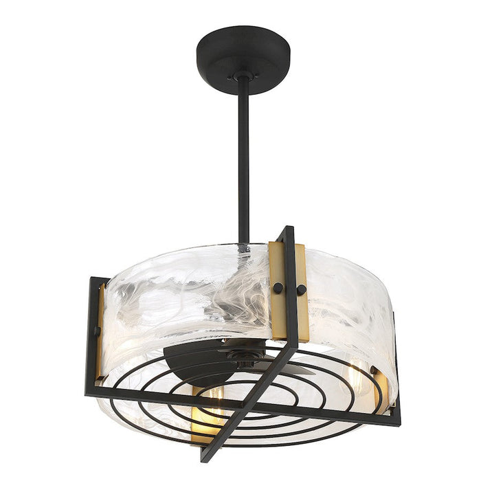 Savoy House Hayward 4 Light Fan D'Lier, Black/Brass/Strie Piastra