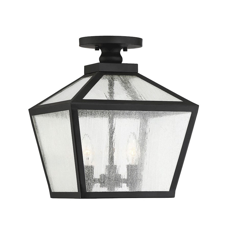 Savoy House Woodstock 3 Light Outdoor Flush Mount Lantern, Black