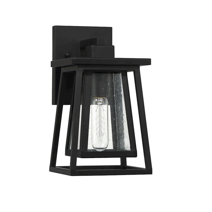 Savoy House Denver 1 Light Outdoor Wall Lantern, Black/Seeded