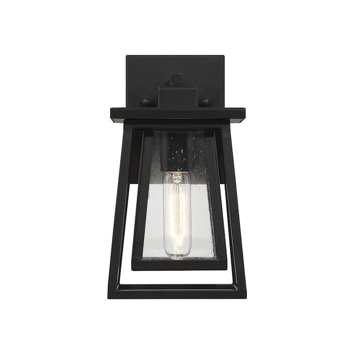 Savoy House Denver 1 Light Outdoor Wall Lantern, Black/Seeded