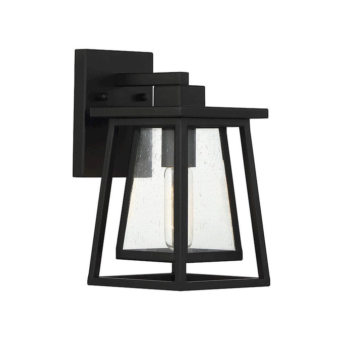 Savoy House Denver 1 Light Outdoor Wall Lantern, Black/Seeded