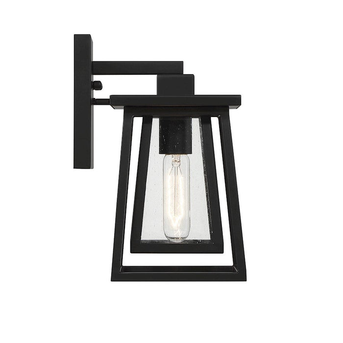 Savoy House Denver 1 Light Outdoor Wall Lantern, Black/Seeded