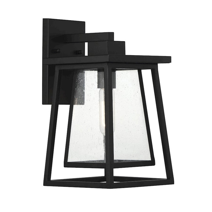 Savoy House Denver 1 Light Outdoor Wall Lantern, Black/Seeded