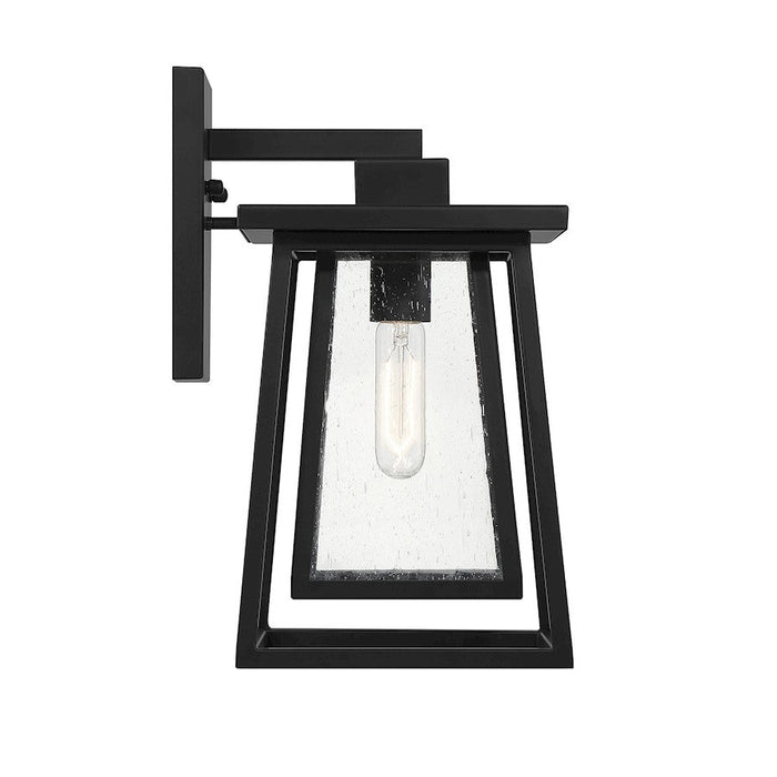 Savoy House Denver 1 Light Outdoor Wall Lantern, Black/Seeded