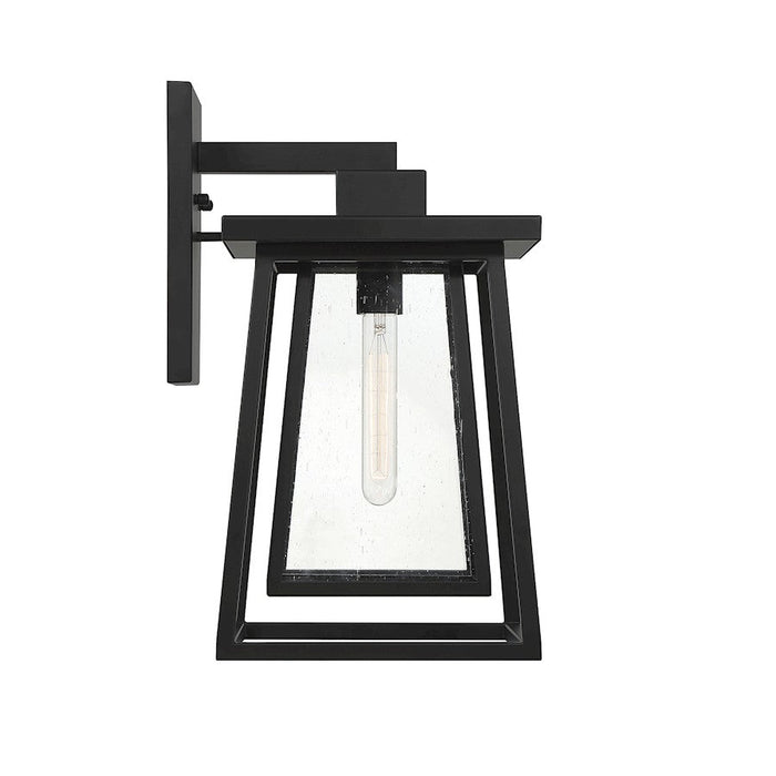 Savoy House Denver 1 Light Outdoor Wall Lantern, Black/Seeded