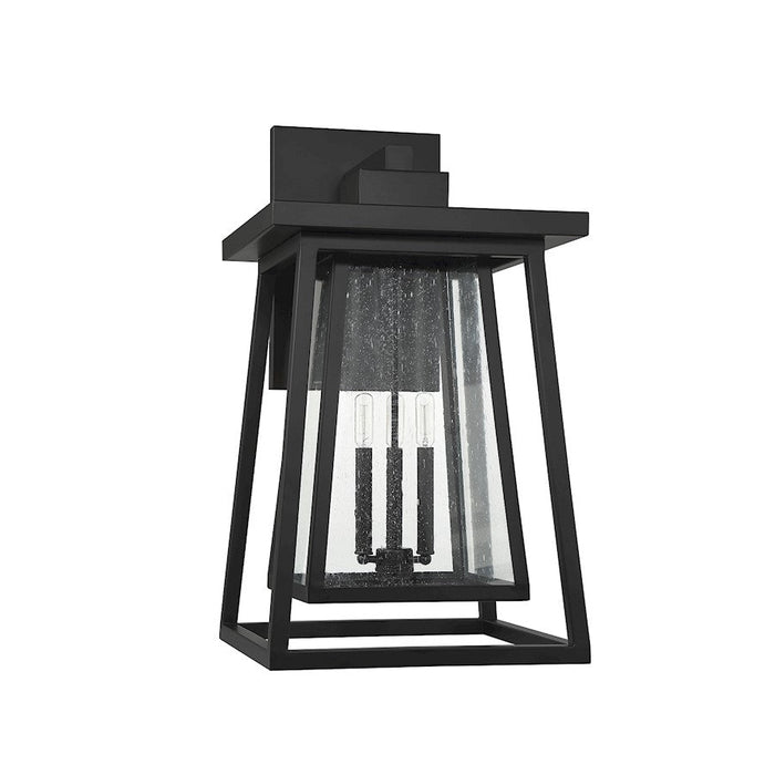 Savoy House Denver 3 Light Outdoor Wall Lantern, Black/Clear Seeded