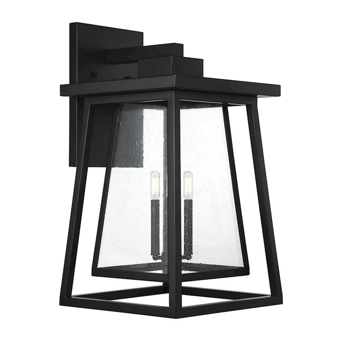 Savoy House Denver 3 Light Outdoor Wall Lantern, Black/Clear Seeded