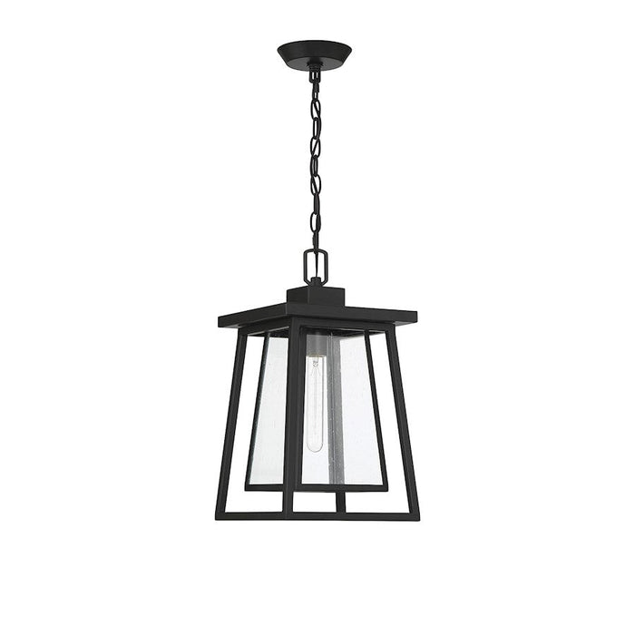 Savoy House Denver 1 Light Outdoor Hanging Lantern, Black/Seeded