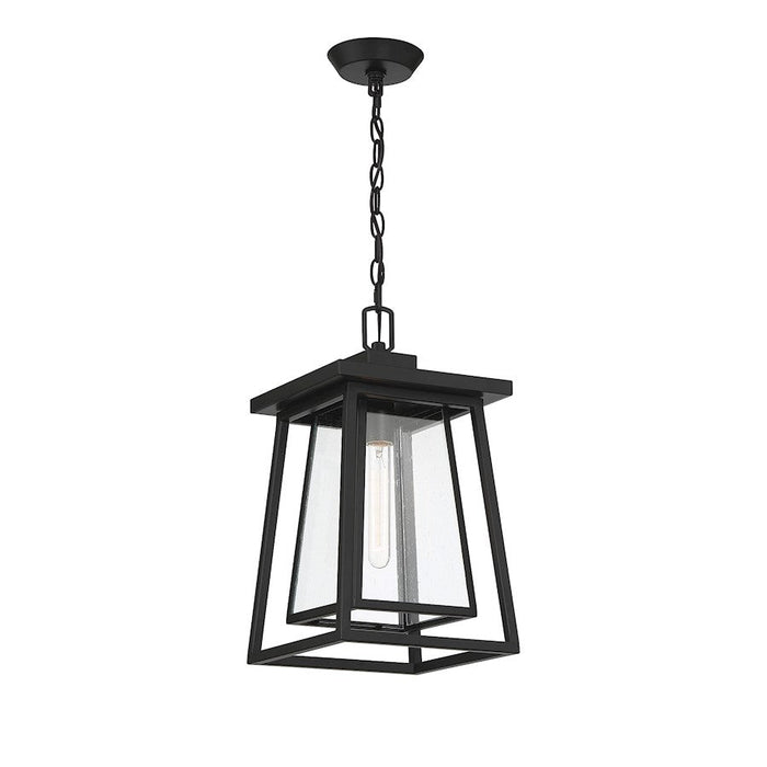 Savoy House Denver 1 Light Outdoor Hanging Lantern, Black/Seeded