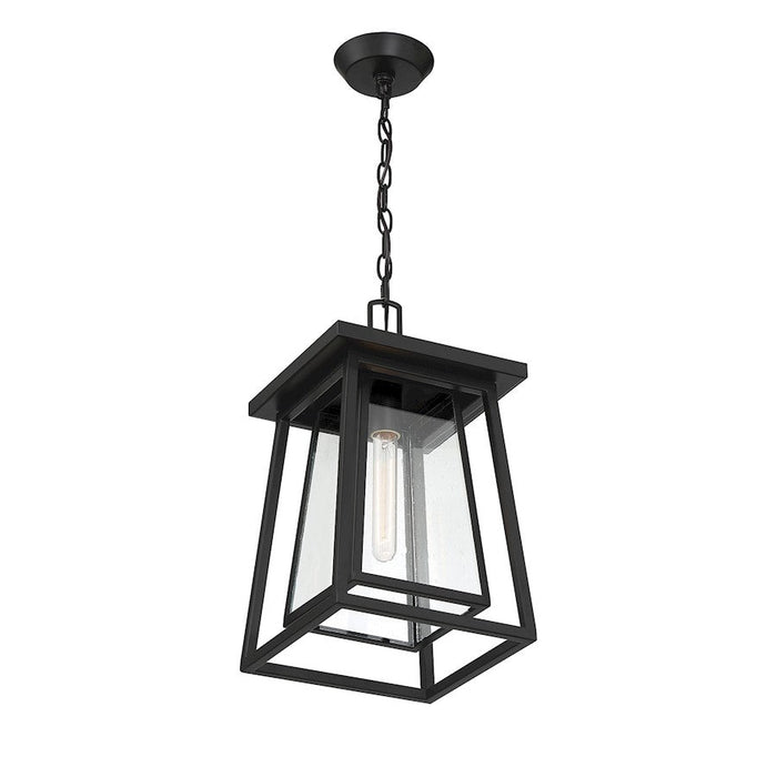 Savoy House Denver 1 Light Outdoor Hanging Lantern, Black/Seeded