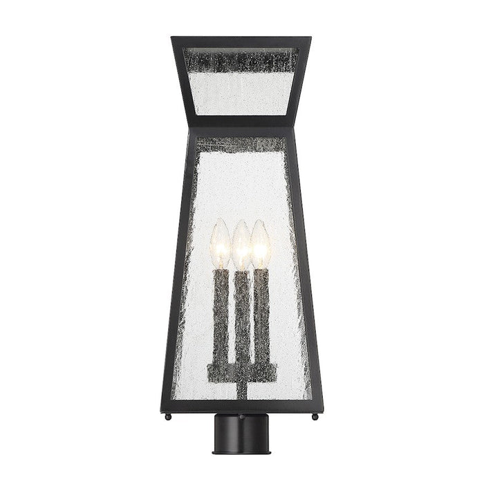 Savoy House Millford 3 Light Outdoor Post Lantern, Matte Black/Clear