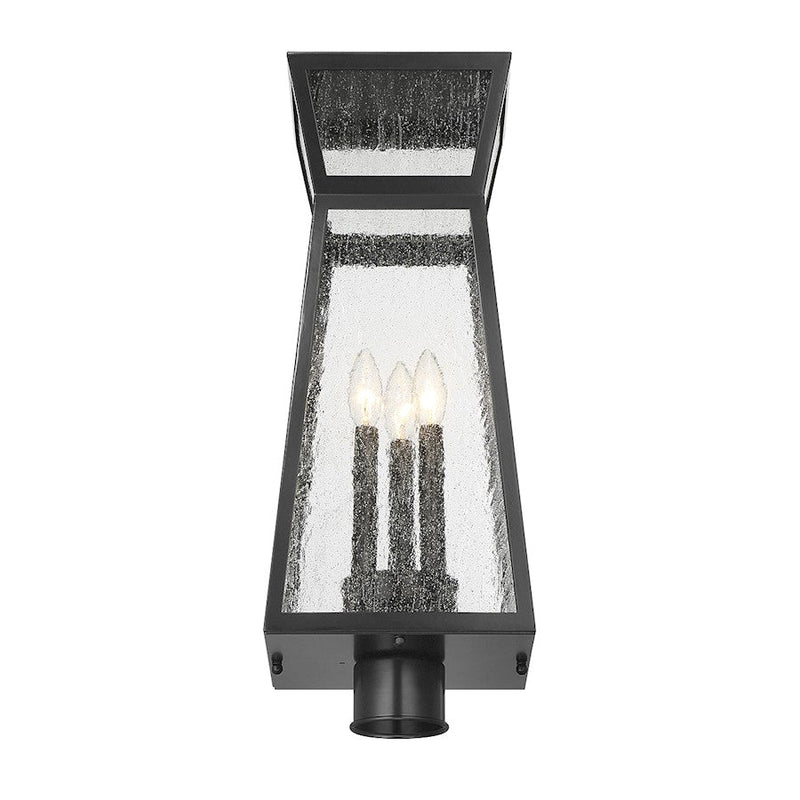 Savoy House Millford 3 Light Outdoor Post Lantern, Matte Black/Clear