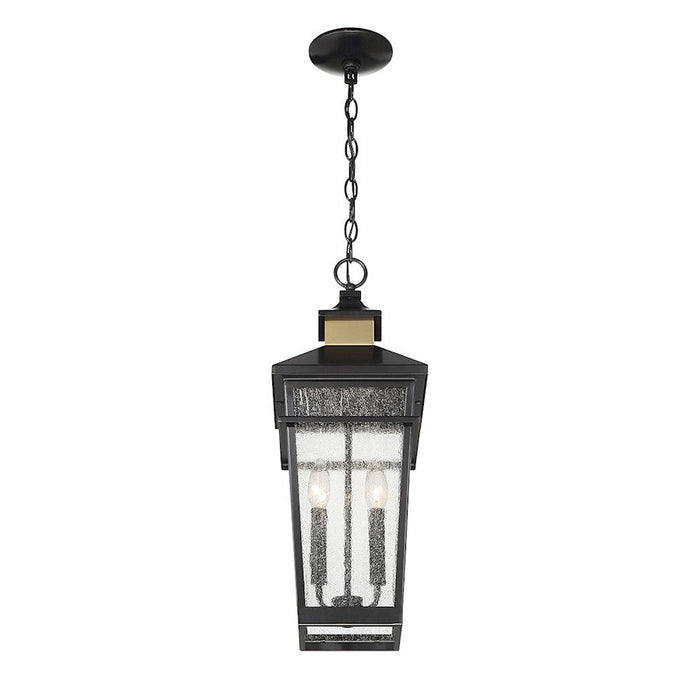 Savoy House Kingsley 2 Lt Outdoor Hanging Lantern, Black/Brass/Clear