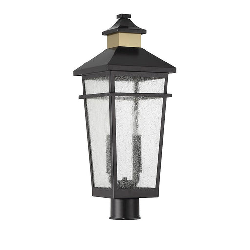 Savoy House Kingsley 2 Light Outdoor Post Lantern, Black/Brass/Clear