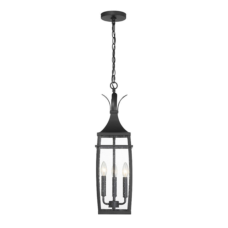 Savoy House Montpelier 3 Light Outdoor Hanging Lantern, Black/Clear