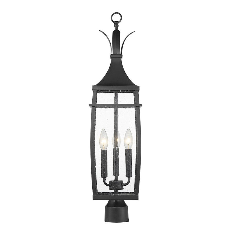 Savoy House Montpelier 3 Light Outdoor Post Lantern, Black/Clear