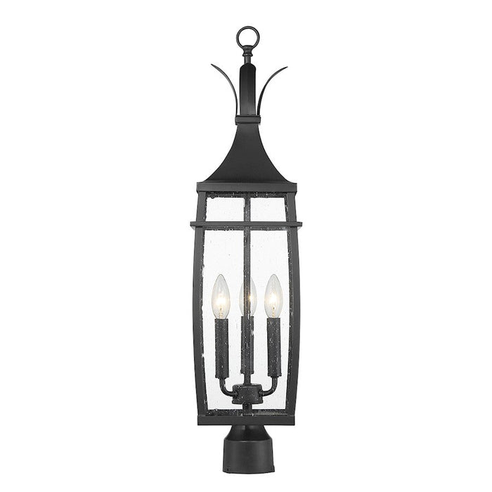 Savoy House Montpelier 3 Light Outdoor Post Lantern, Black/Clear