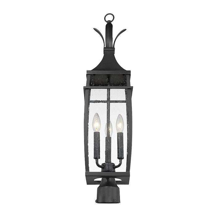 Savoy House Montpelier 3 Light Outdoor Post Lantern, Black/Clear