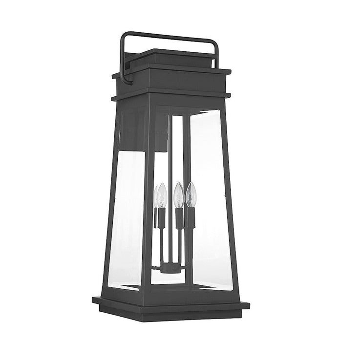 Savoy House Boone 4 Light Outdoor Wall Lantern, Black/Clear Beveled