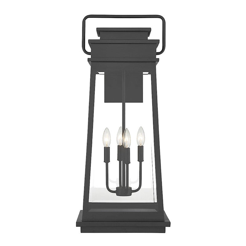 Savoy House Boone 4 Light Outdoor Wall Lantern, Black/Clear Beveled