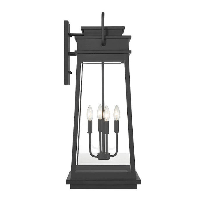 Savoy House Boone 4 Light Outdoor Wall Lantern, Black/Clear Beveled