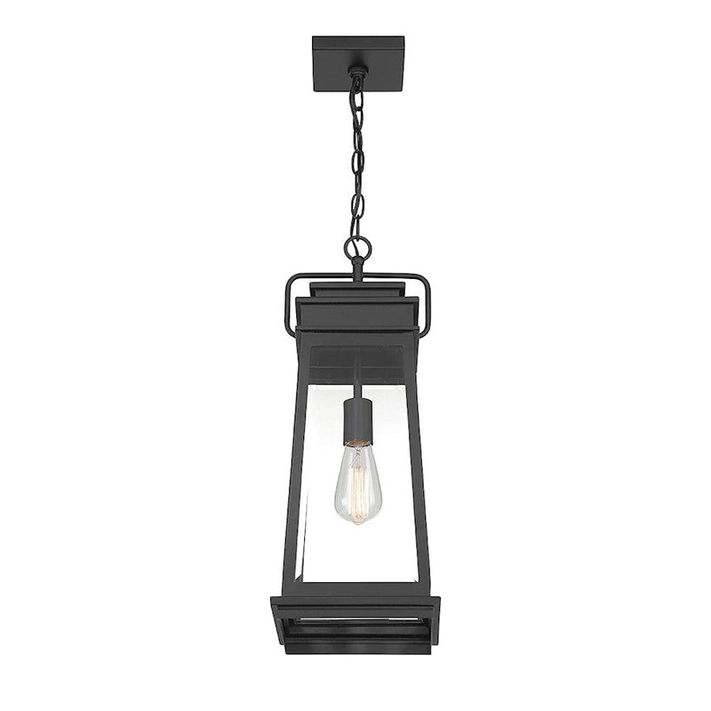 Savoy House Boone 1 Light Outdoor Hanging Lantern, Black/Clear
