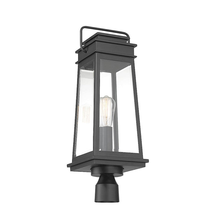 Savoy House Boone 1 Light Outdoor Post Lantern, Black/Clear Beveled