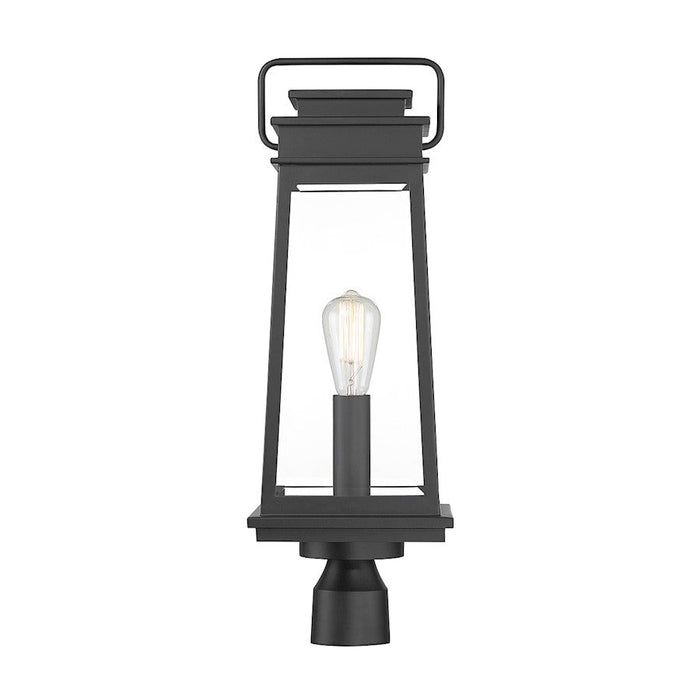 Savoy House Boone 1 Light Outdoor Post Lantern, Black/Clear Beveled