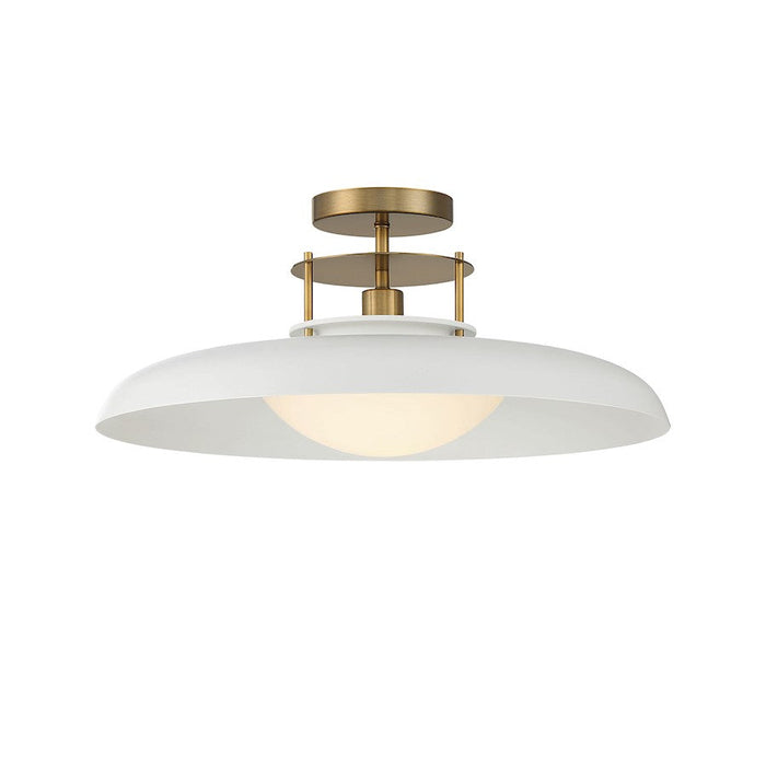 Savoy House Gavin 1 Light Ceiling Light, White/Brass/White Opal - 6-1685-1-142