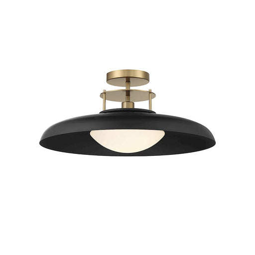 Savoy House Gavin 1 Light Ceiling Light, Black/Brass/White Opal - 6-1685-1-143