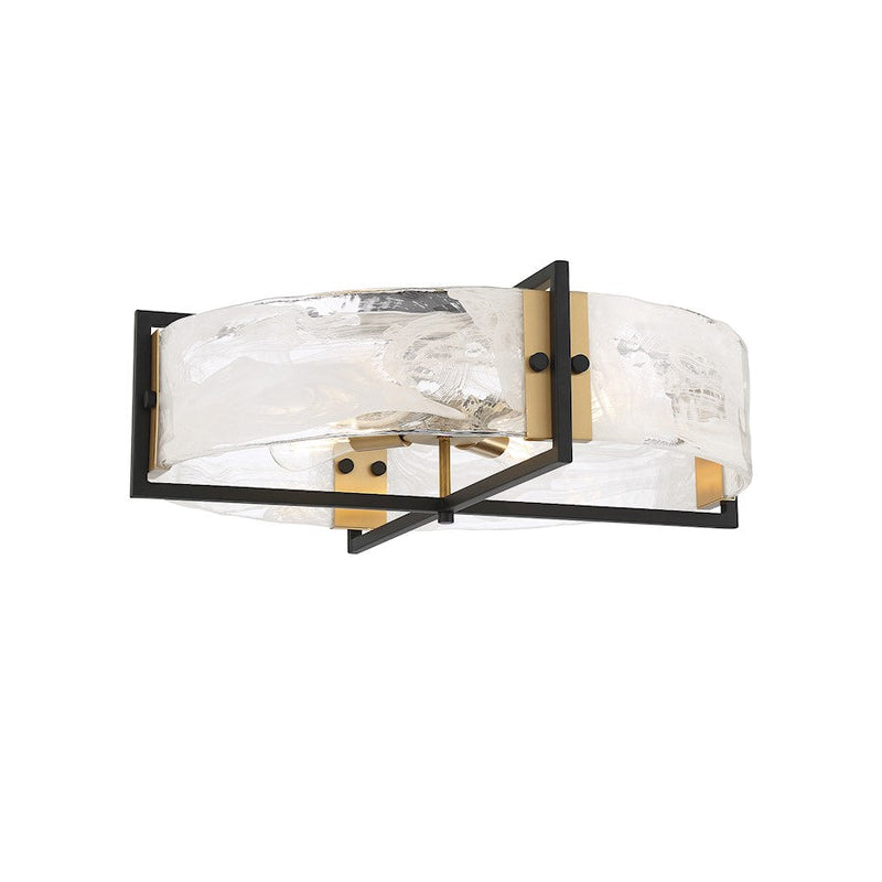 Savoy House Hayward 4 Light Ceiling, Black/Brass/Strie Piastra