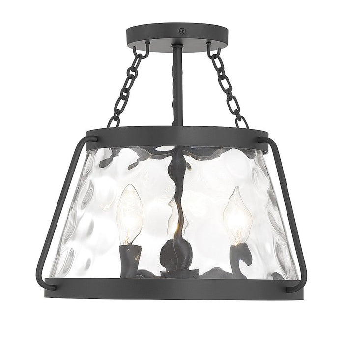 Essentials Crawford 3 Light Semi Flush Mount, Black/Clear Water - 6-1802-3-89