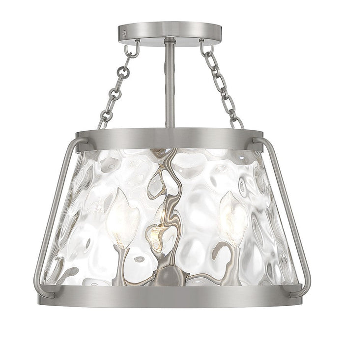 Essentials Crawford 3 Light Semi Flush Mount, Nickel/Clear Piastra - 6-1802-3-SN