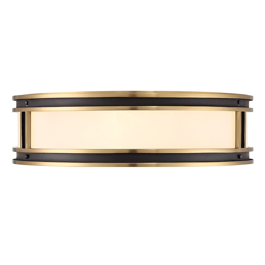 Savoy House Alberti 4 Light Flush Mount, Black/Brass/White Opal - 6-1822-4-143