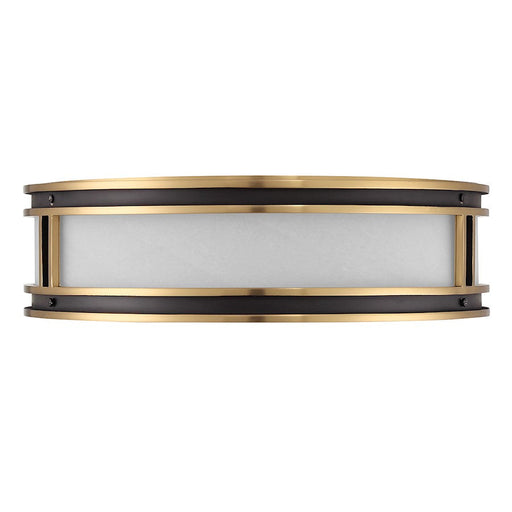 Savoy House Alberti 4 Light Flush Mount, Black/Brass/White Opal