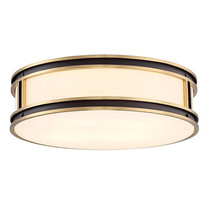 Savoy House Alberti 4 Light Flush Mount, Black/Brass/White Opal