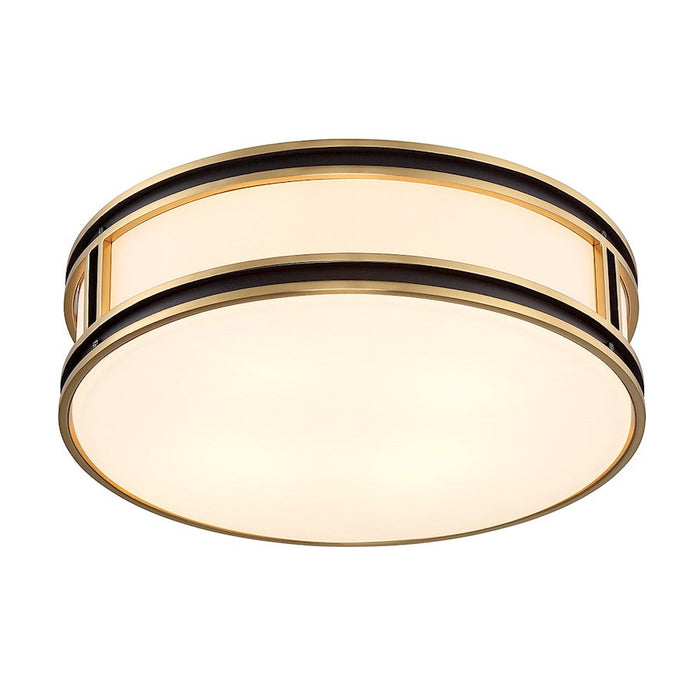 Savoy House Alberti 4 Light Flush Mount, Black/Brass/White Opal