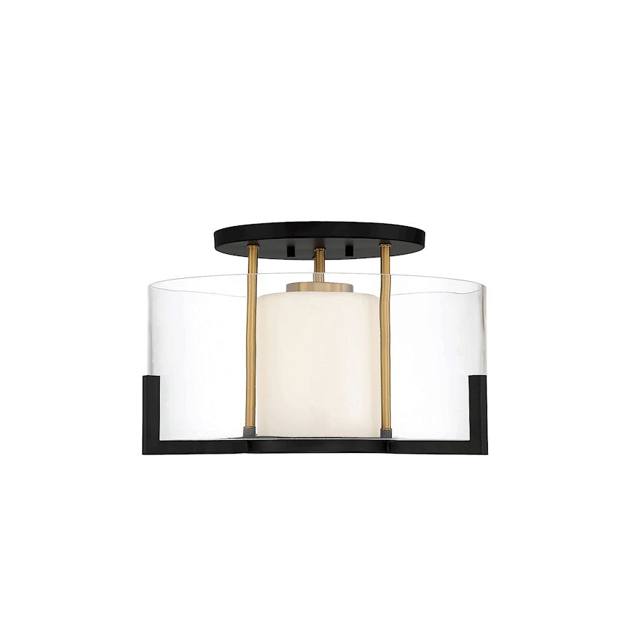 Savoy House Eaton 1 Light Ceiling Light, Black/Brass/Clear - 6-1981-1-143