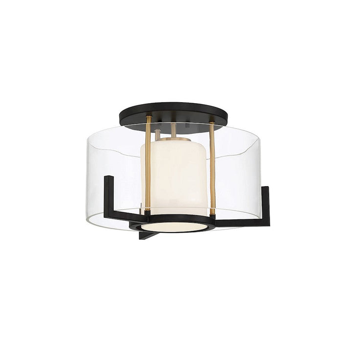 Savoy House Eaton 1 Light Ceiling Light, Black/Brass/Clear