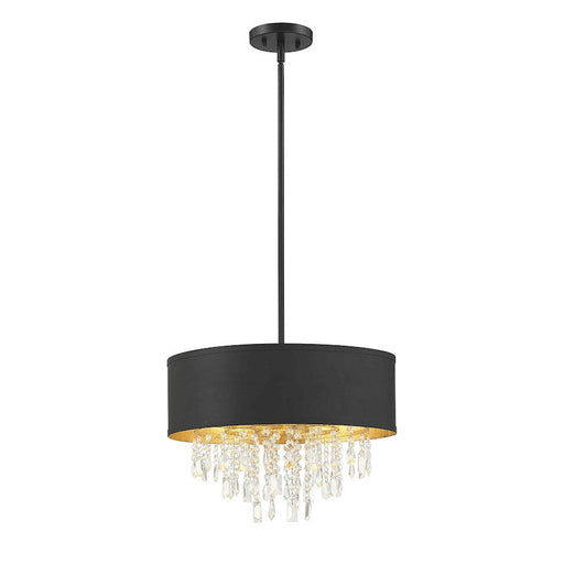 Savoy House Sparkler 4-Light Convertible Semi Flush/Pendant, Black with Gold Leaf