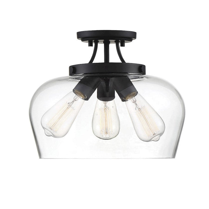 Savoy House Octave 3 Light Semi Flush Mount, Black