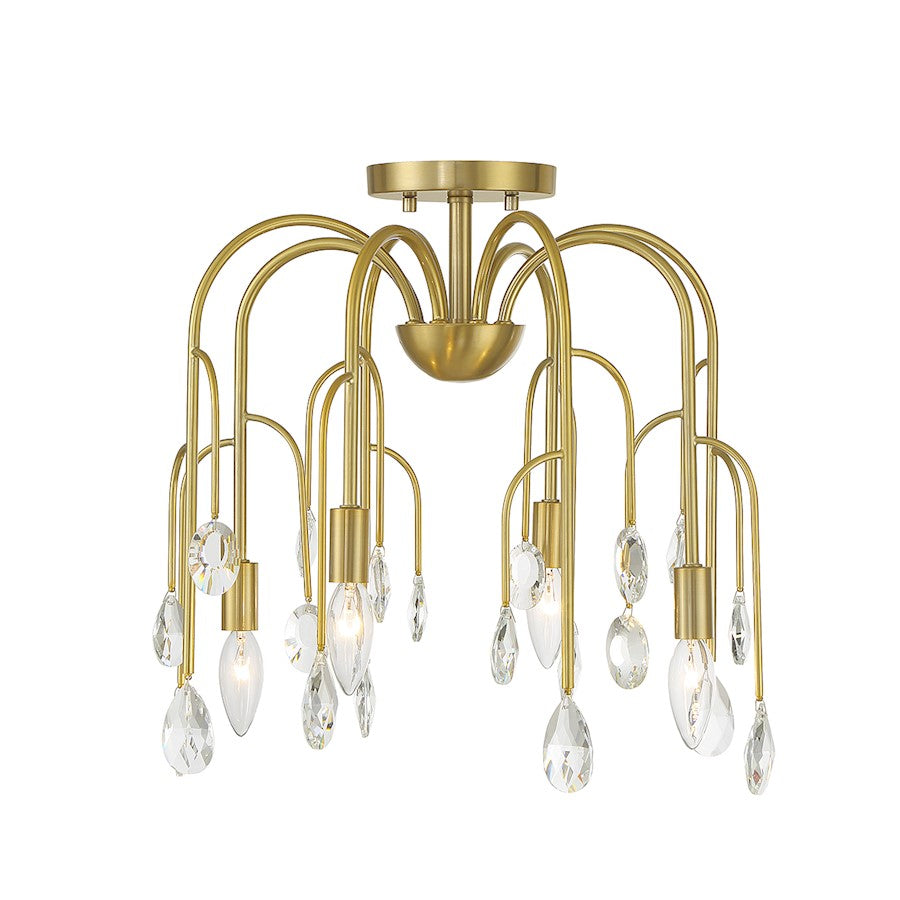 Savoy House Anholt 4 Light Convertible Semi Flush, Noble Brass - 6-6684-4-127