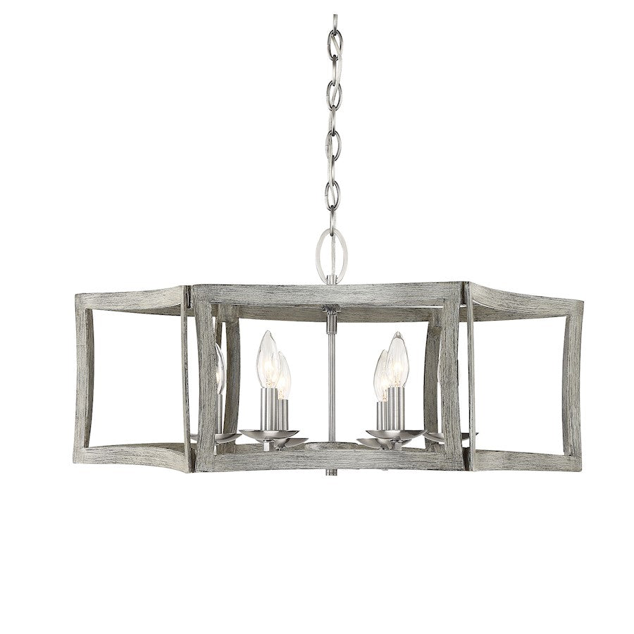 Savoy House Brookline 6 Light Pendant, Pewter & Greywood