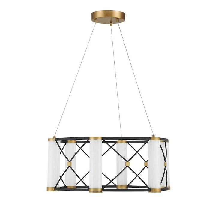 Savoy House Aries LED Pendant, Black/Brass/White Opal