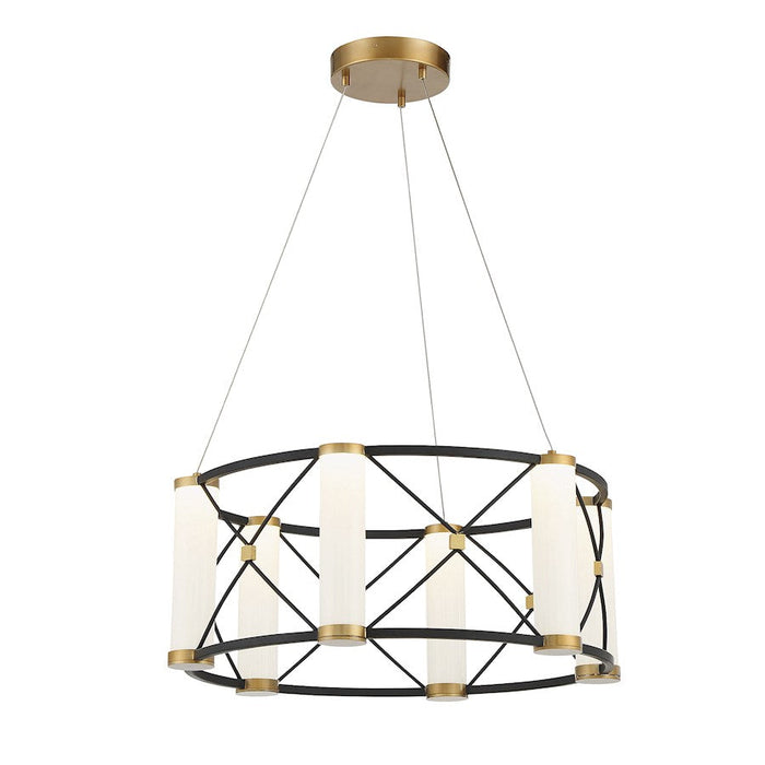Savoy House Aries LED Pendant, Black/Brass/White Opal