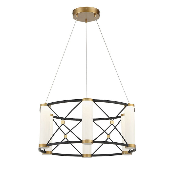 Savoy House Aries LED Pendant, Black/Brass/White Opal