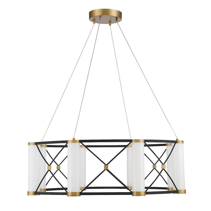 Savoy House Aries LED Pendant, Black/Brass/White Opal