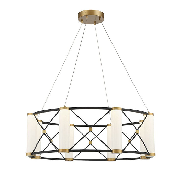 Savoy House Aries LED Pendant, Black/Brass/White Opal